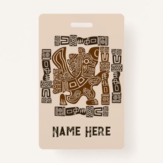 イーグルアステカウォリアー部族古代アート バッジ (正面)