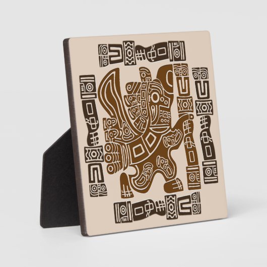 イーグルアステカウォリアー部族古代アート フォトプラーク (正面)