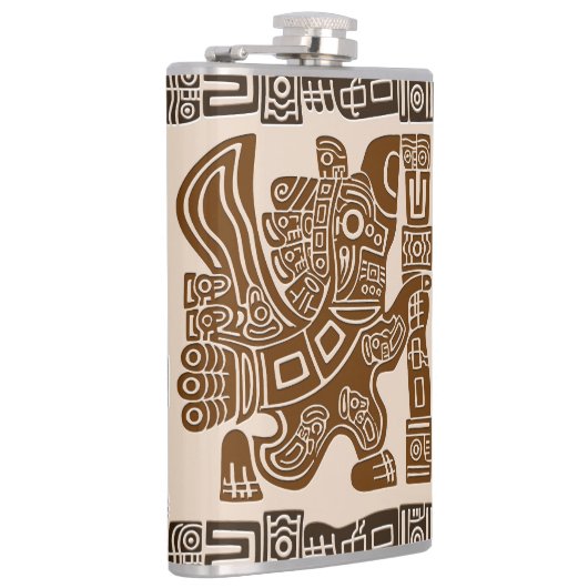 イーグルアステカウォリアー部族古代アート フラスク (右)