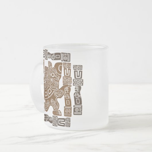 イーグルアステカウォリアー部族古代アート フロストグラスマグカップ (正面左)