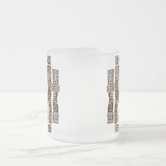 イーグルアステカウォリアー部族古代アート フロストグラスマグカップ (中央)