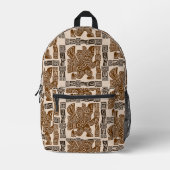 イーグルアステカウォリアー部族古代アート プリントバックパック (正面)