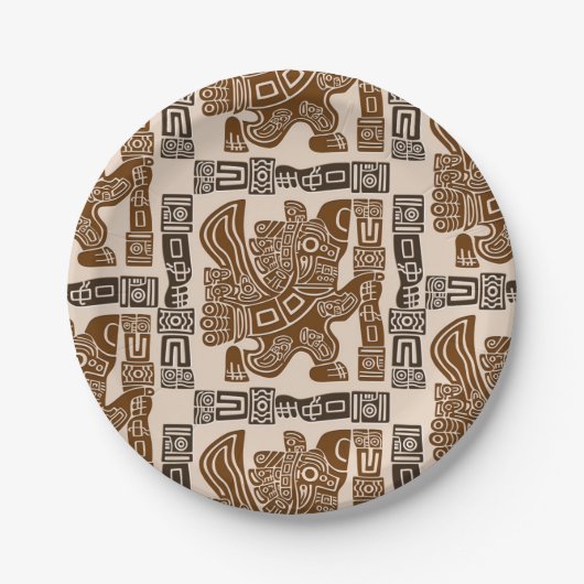 イーグルアステカウォリアー部族古代アート ペーパープレート (正面)