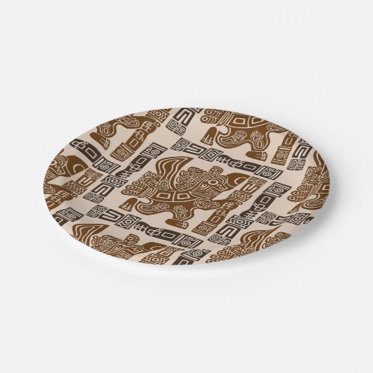 イーグルアステカウォリアー部族古代アート ペーパープレート (アングル)