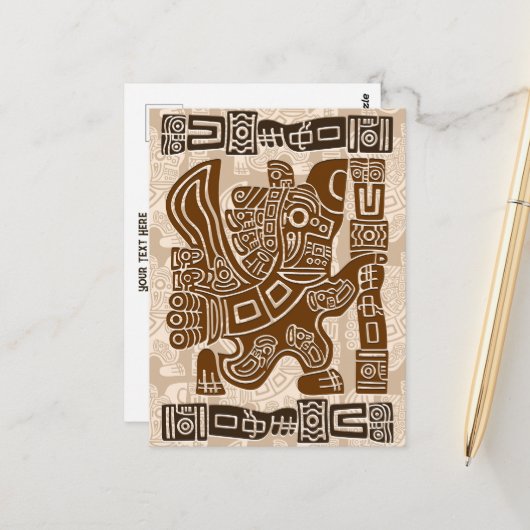 イーグルアステカウォリアー部族古代アート ポストカード (正面/裏面インサイチュ)