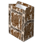 イーグルアステカウォリアー部族古代アート ミディアムペーパーバッグ (裏面アングル)