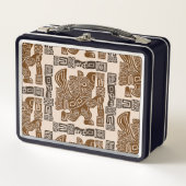 イーグルアステカウォリアー部族古代アート メタルランチボックス (正面)