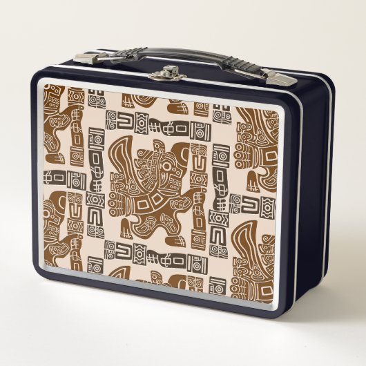 イーグルアステカウォリアー部族古代アート メタルランチボックス (正面)