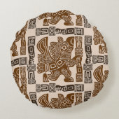 イーグルアステカウォリアー部族古代アート ラウンドクッション (裏面)