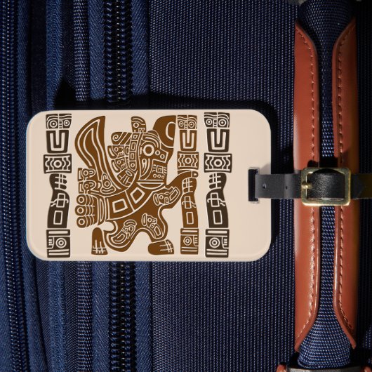 イーグルアステカウォリアー部族古代アート ラゲッジタグ (正面インサイチュ4)
