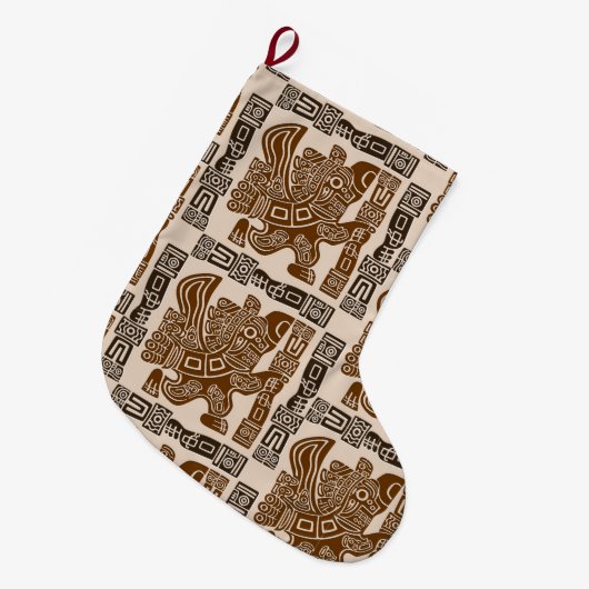 イーグルアステカウォリアー部族古代アート ラージクリスマスストッキング (正面 (吊り時))