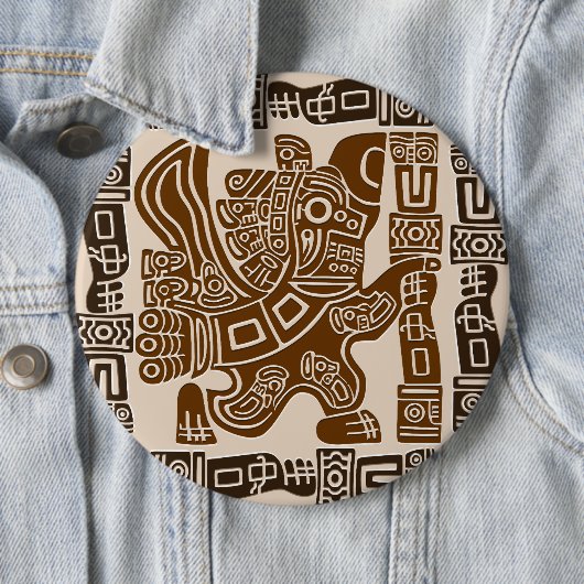 イーグルアステカウォリアー部族古代アート 缶バッジ (インサイチュ)