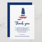 イーグルアメリカン旗陸軍退役軍人軍隊葬儀 サンキューカード (正面/裏面)