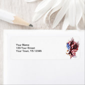 イーグルアンドアメリカン国旗のタトゥーイラストレーションスタイル ラベル (インサイチュ)