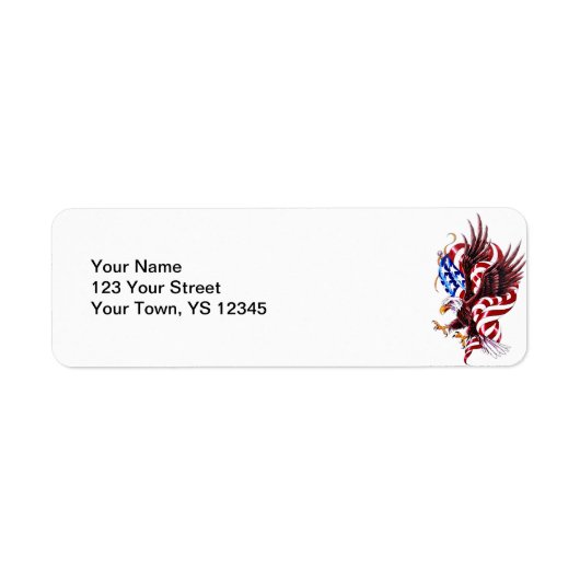 イーグルアンドアメリカン国旗のタトゥーイラストレーションスタイル ラベル (正面)