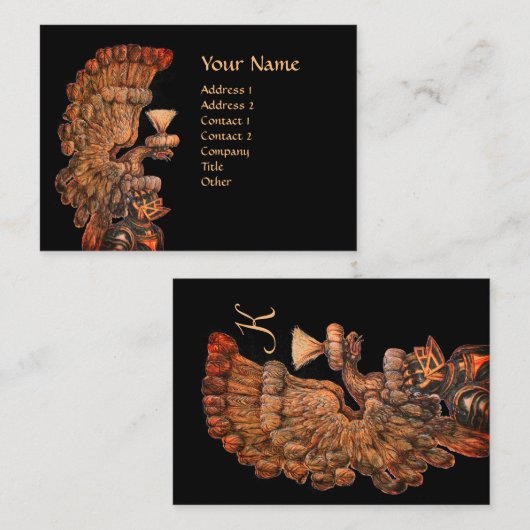 イーグルウイングモノグラムを有するアンティーク騎士ヘルメット 名刺 (正面/裏面)