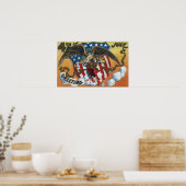 イーグルエンブレムの花火、旗シールド ポスター (キッチン)