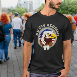 イーグルエンブレムUSA国旗 | DD 214同窓生ブラック Tシャツ