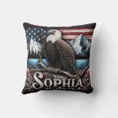 イーグルオンブランチ付き山と旗 クッション (裏面)