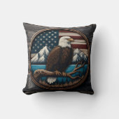 イーグルオンブランチ，アメリカ国旗 クッション (正面)