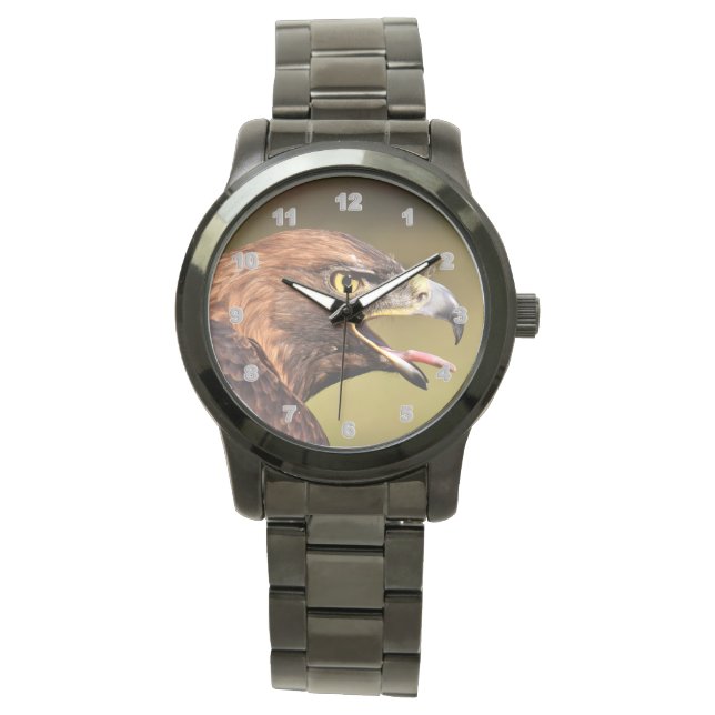 イーグルオーバーサイズブラックブレスレットメンズウォッチ 腕時計 (正面)