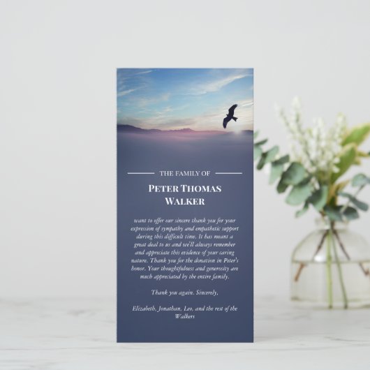 イーグルオーバーマウンテンズブルー悔やみや弔慰サンキュー サンキューカード (スタンド正面)