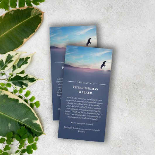 イーグルオーバーマウンテンズブルー悔やみや弔慰サンキュー サンキューカード