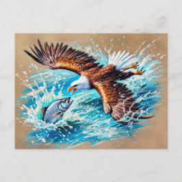 イーグルオ飛んでいるーバーリバー狩りforサーモンパステル ポストカード