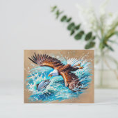 イーグルオ飛んでいるーバーリバー狩りforサーモンパステル ポストカード (スタンド正面)