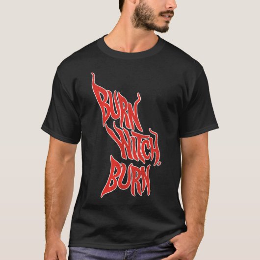 イーグルカルトのホラーモフの夜を焼く魔女を燃やす Tシャツ (正面)