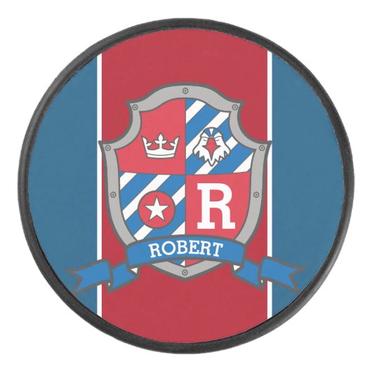 イーグルクレスト名前をカスタムする赤モノグラムの青 アイスホッケーパック (正面)