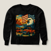 イーグルグローリーヴィンテージティー – 愛国的アメリカ国旗 (デザイン正面)