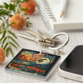 イーグルグローリーヴィンテージティー – 愛国的アメリカ国旗 キーホルダー (正面右)