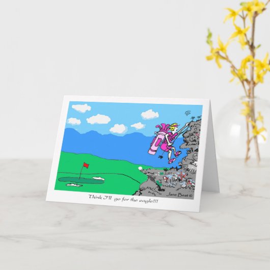 イーグルゴルフ漫画グリーティングカードに行く カード (黄色い花)
