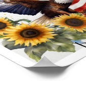 イーグルサンフラワーズアメリカ国旗7月4日 ポスター (角)