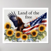 イーグルサンフラワーズアメリカ国旗7月4日 ポスター (正面)