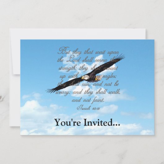 イーグルスとしての翼，イザヤ40:31キリスト教聖書 招待状 (正面)