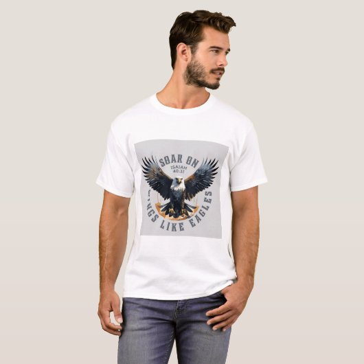 イーグルスのような翼に舞う – Isaiah 40:31 Inspirati Tシャツ (正面フル)