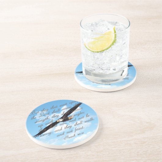 イーグルスのアイザイアの40:31のクリスチャンの聖書として翼 コースター (側面)