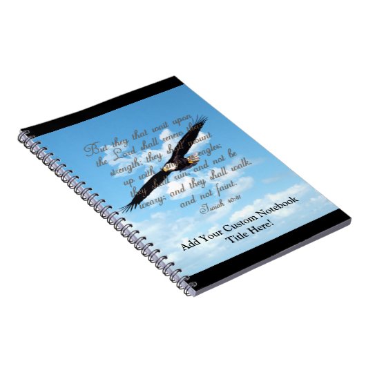 イーグルスのアイザイアの40:31のクリスチャンの聖書として翼 ノートブック (右側)