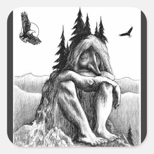 イーグルスのスケッチ作品で夢を見る スクエアシール (正面)