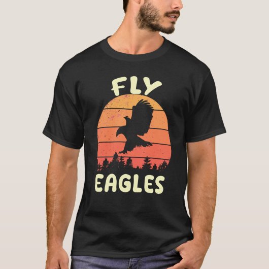 イーグルズアメリカン禿げ鳥の動物レトロヴィンテージ Tシャツ (正面)