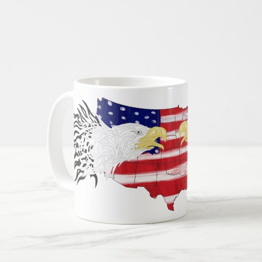イーグルズオーバーアメリカ色彩の鮮やか国旗コーヒーマグ コーヒーマグカップ (正面左)
