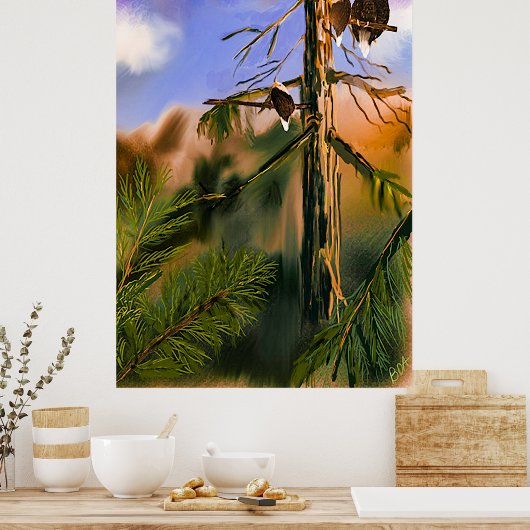 イーグルズデジタルと北西自然ライフ絵画ズ ポスター (キッチン)