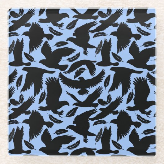 イーグルズブラック飛行w LブルーBG ガラスコースター (正面)