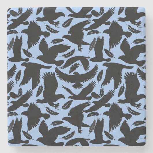 イーグルズブラック飛行w LブルーBG ストーンコースター (正面)