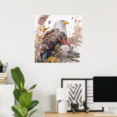 イーグルバードポートレート動物絵画の野生生物フリー ポスター (ホームオフィス)