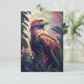 イーグルバード動物ポートレート絵を描の野生生物フリー サンキューカード (スタンド正面)