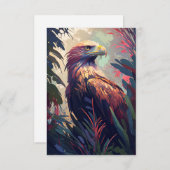 イーグルバード動物ポートレート絵を描の野生生物フリー サンキューカード (正面/裏面)