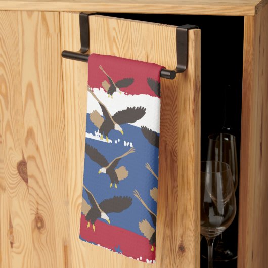 イーグルバードUSA愛国米国国旗 キッチンタオル (三つ折り)